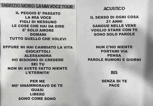 Fabrizio Moro Scaletta Live Milano 