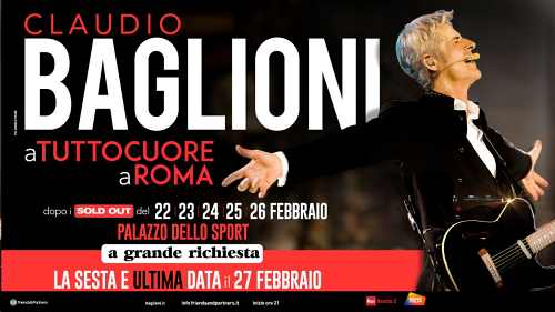 CLAUDIO BAGLIONI un sesto evento a Roma