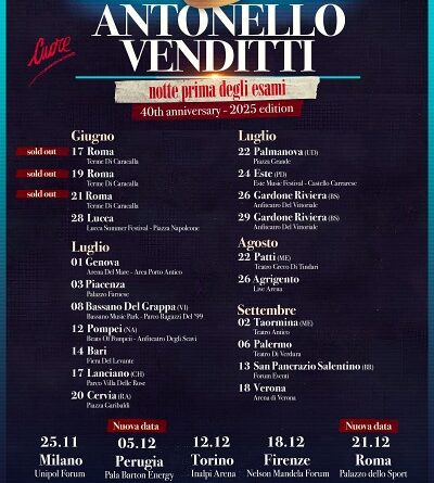 ANTONELLO VENDITTI: sold out e nuove date
