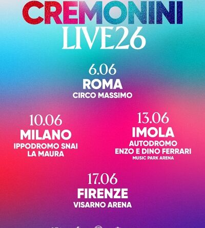 CESARE CREMONINI live nell’estate 2026